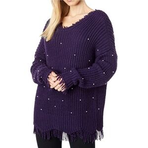 Wildfox String Of Pearls Purple Knit Sweater